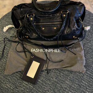 Navy Balenciaga City Bag